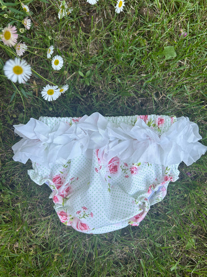 Country Garden WHITE/GREEN floral Bloomer
