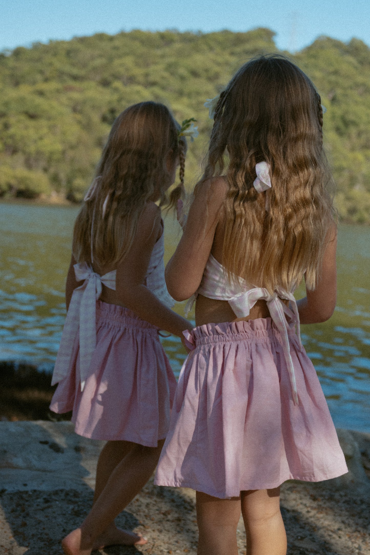 Pink Petals Halter Top - Gingham with solid pink
