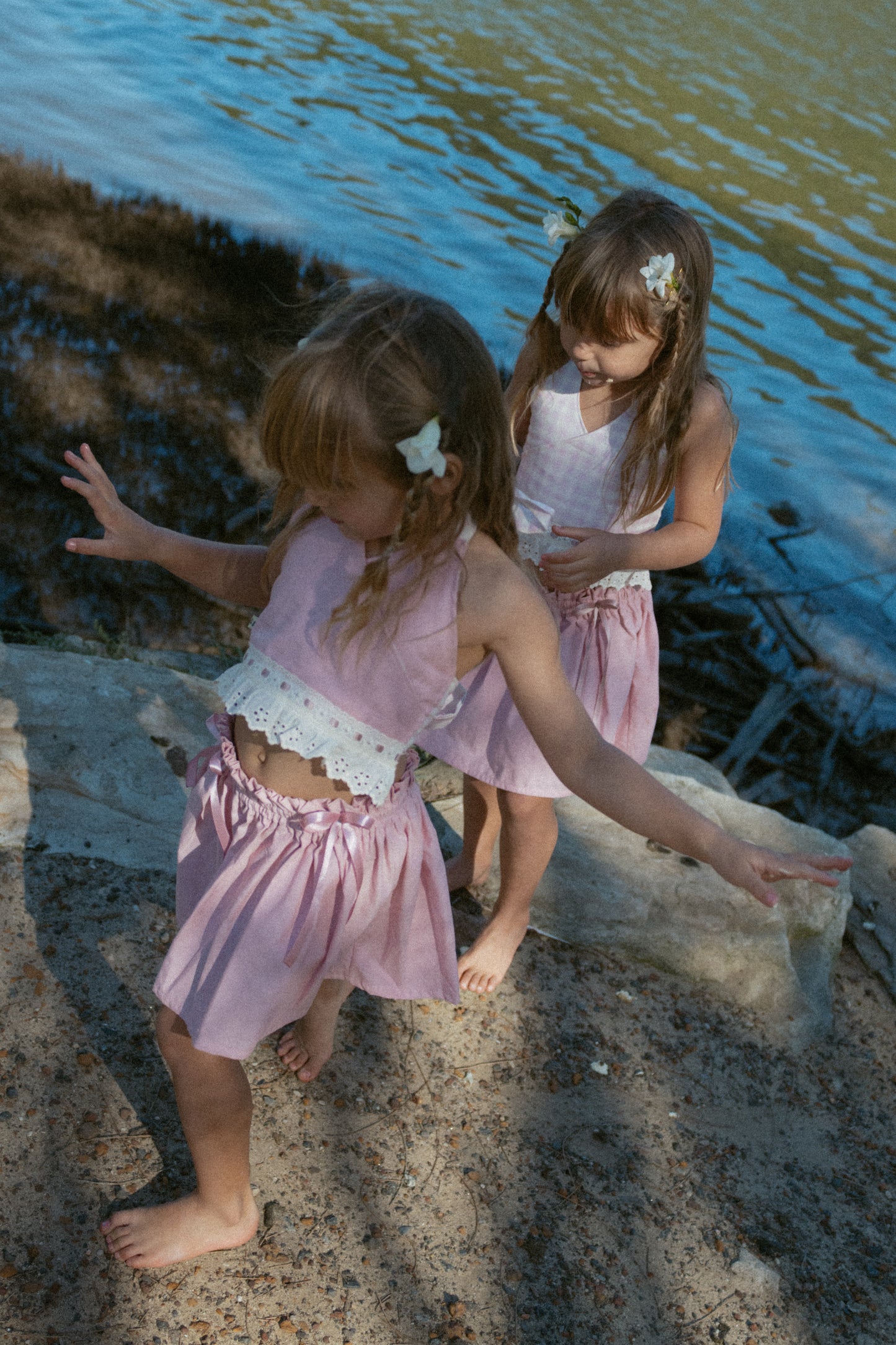 Pink Petals Halter Top - Gingham with solid pink