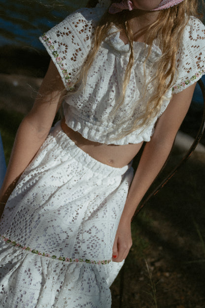 White Dahlia Peasant Top - Pre Order Jan 10