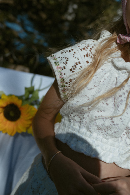 White Dahlia Peasant Top - Pre Order Jan 10