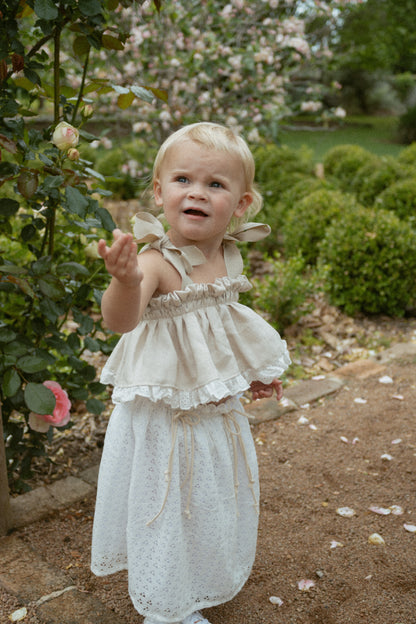 Powder Puff Oatmeal linen flounce